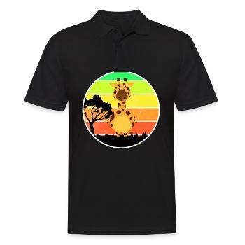Süße Giraffen Langhals Giraffe auf Afrika Wildnis - Männer Poloshirt - Schwarz - Vorne - Kai (181cm)