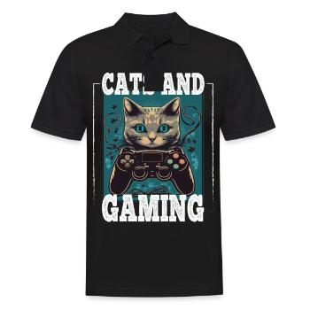 Cats and Gaming Cat Kitten Controller Gaming - Men's Polo Shirt - black - Front - Kai (181cm)