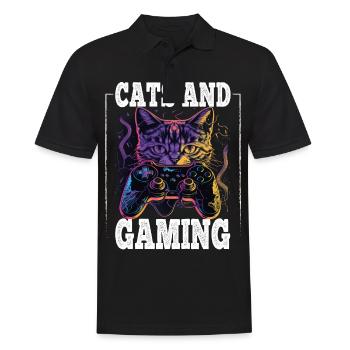 Cats and Gaming Cat Kitten Controller Gaming - Men's Polo Shirt - black - Front - Kai (181cm)