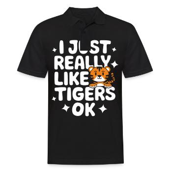 Tiger Tier Zoo Wildtier - Männer Poloshirt - Schwarz - Vorne - Kai (181cm)