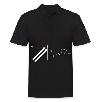 Cœur - Battement de cœur - Ski - - Polo Homme - noir - Devant - Kai (181cm)