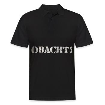 obacht - achtung vorsicht - Männer Poloshirt - Schwarz - Vorne - Kai (181cm)