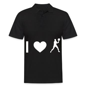 Ich Herz und Tennis - - Männer Poloshirt - Schwarz - Vorne - Kai (181cm)