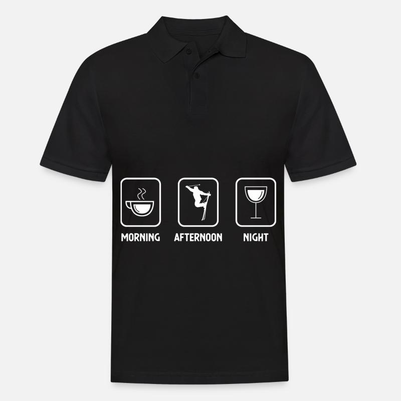 Matin soir et ski - - Polo Homme - noir