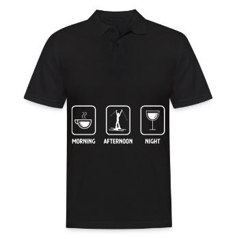 Morning, afternoon, evening and skiing 1 - - Men's Polo Shirt - black - Front - Kai (181cm)