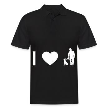 Ich Herz und Kerl mit Hund - - Männer Poloshirt - Schwarz - Vorne - Kai (181cm)