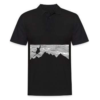Berg - Skifahren - (10) - Männer Poloshirt - Schwarz - Vorne - Kai (181cm)