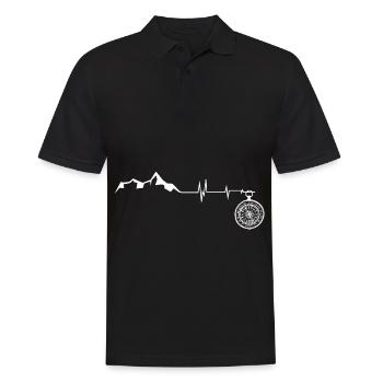 Heartbeat - Compass - Mountain - (3) - Men's Polo Shirt - black - Front - Kai (181cm)