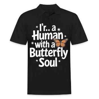Schmetterling Monarchfalter Bunt Schmetterlinge - Männer Poloshirt - Schwarz - Vorne - Kai (181cm)