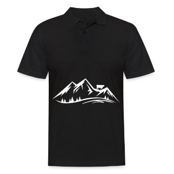 Mountain and cow - - Men's Polo Shirt - black - Front - Kai (181cm)