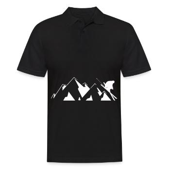 Berg - Skifahren - (13) - Männer Poloshirt - Schwarz - Vorne - Kai (181cm)