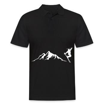 Berg - Skifahren - (24) - Männer Poloshirt - Schwarz - Vorne - Kai (181cm)