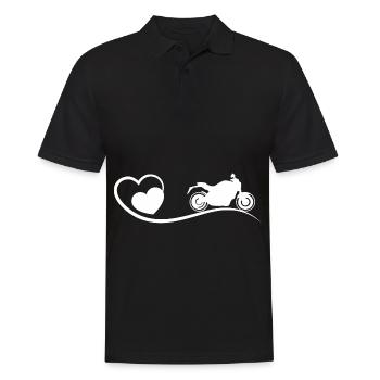 Herz und Motorrad - (MOTORRAD) - Männer Poloshirt - Schwarz - Vorne - Kai (181cm)