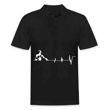 Ziege - Herzklopfen - Berg - (3) - Männer Poloshirt - Schwarz - Vorne - Kai (181cm)