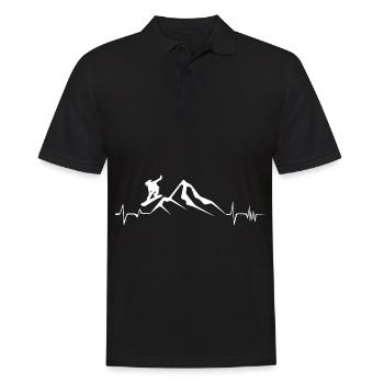 Heartbeat - Mountain - Snowboarding - (4) - Men's Polo Shirt - black - Front - Kai (181cm)