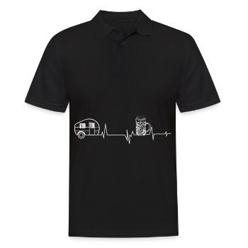 Bier - Herzklopfen - Campingwagen - (2) - Männer Poloshirt - Schwarz - Vorne - Kai (181cm)