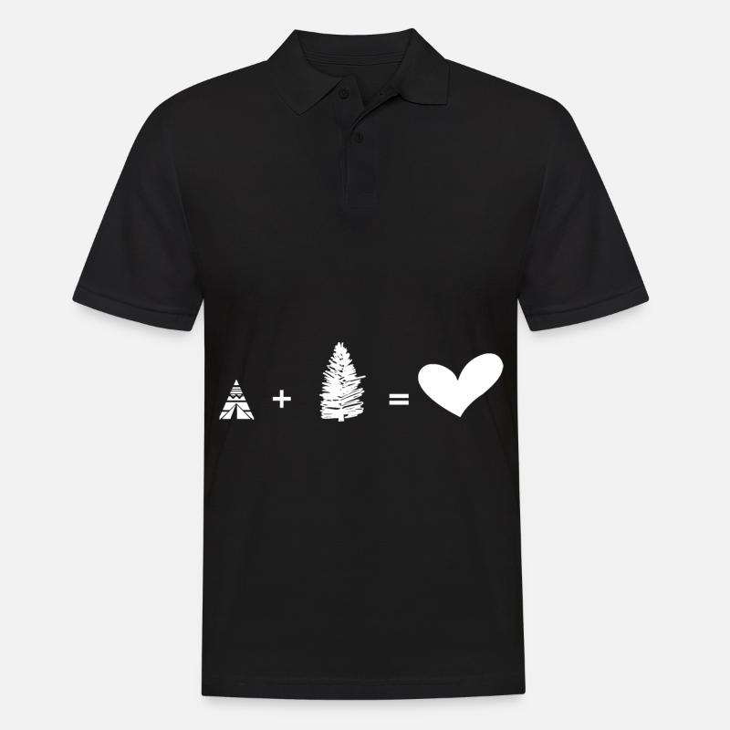 Baum - Herz - Camping - (2) - Männer Poloshirt - Schwarz