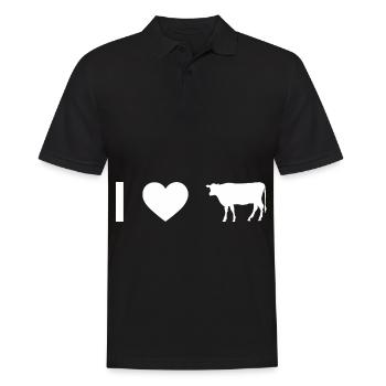 Ich Herz und Kuh - - Männer Poloshirt - Schwarz - Vorne - Kai (181cm)