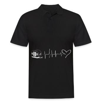 Herz - Herzschlag - Wohnwagen - (4) - Männer Poloshirt - Schwarz - Vorne - Kai (181cm)