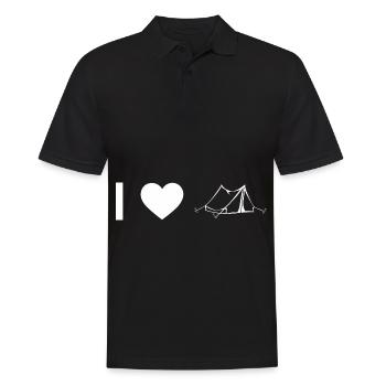 I Heart and Camping Tent - - Men's Polo Shirt - black - Front - Kai (181cm)