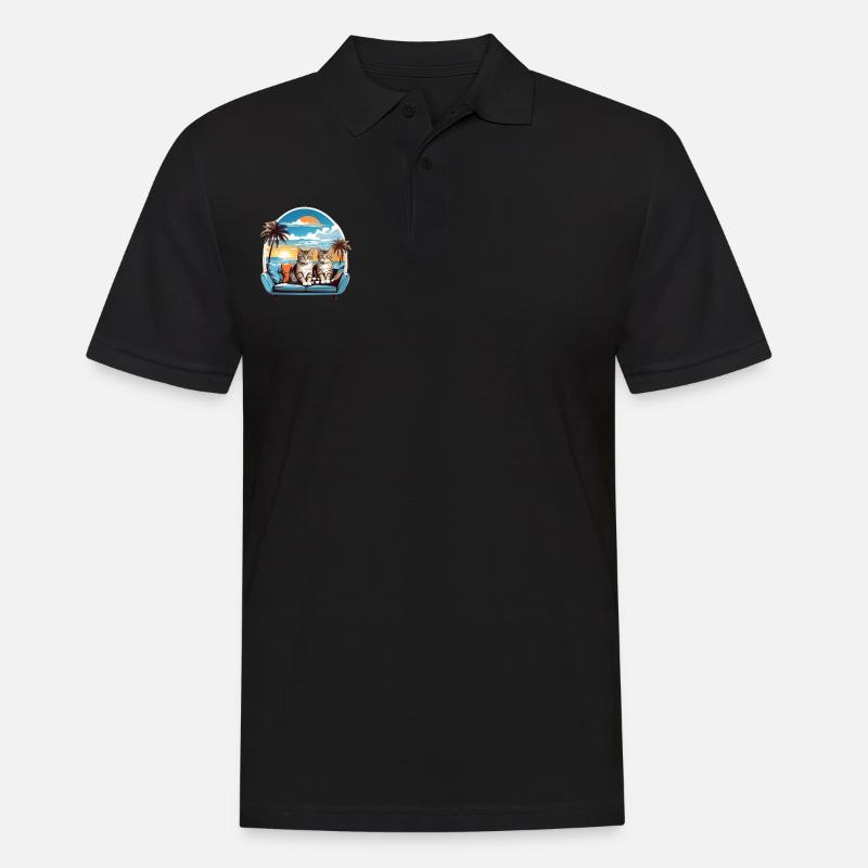 Katzen am Meer - Männer Poloshirt - Schwarz