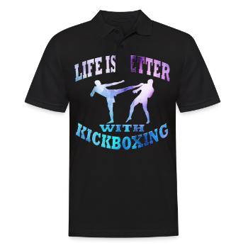 Kickboxen - Männer Poloshirt - Schwarz - Vorne - Kai (181cm)