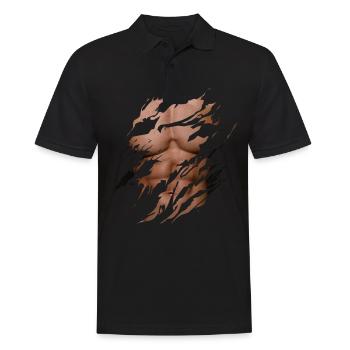Strong Body Men Body Torn Shirt Funny - Men's Polo Shirt - black - Front - Kai (181cm)