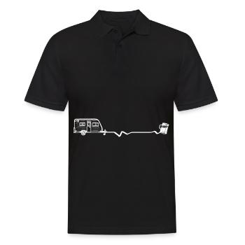 Bier - Herzklopfen - Wohnwagen - (3) - Männer Poloshirt - Schwarz - Vorne - Kai (181cm)