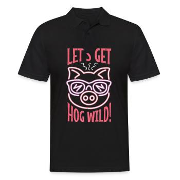 Neon Pig Let Wild Party T-Shirt Gift - Men's Polo Shirt - black - Front - Kai (181cm)