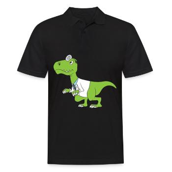 Zahnarzthelfer Dinosaurier Doktor Gift - Männer Poloshirt - Schwarz - Vorne - Kai (181cm)