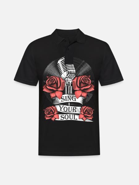 Microphone, Rose, Music, Singing, Vinyl, Soul - Men's Polo Shirt - black