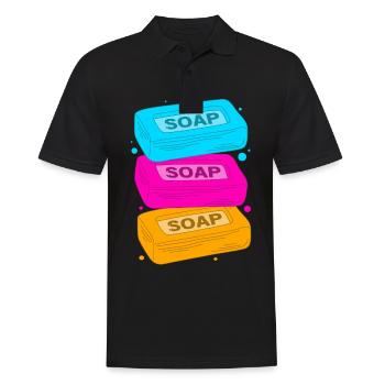 Seife Seifenherstellung DIY - Männer Poloshirt - Schwarz - Vorne - Kai (181cm)