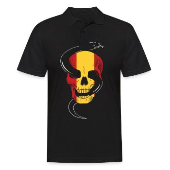 Skull with Snake and Spain Flag T Shirt - Men's Polo Shirt - black - Front - Kai (181cm)