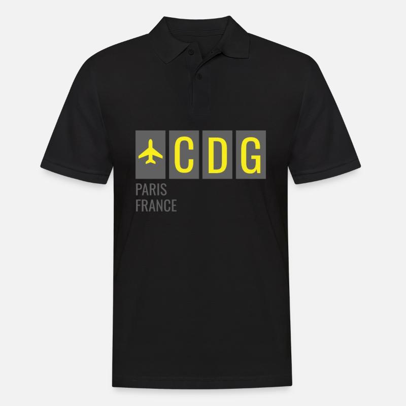 CDG Paris Frankreich Flughafen Code - Männer Poloshirt - Schwarz
