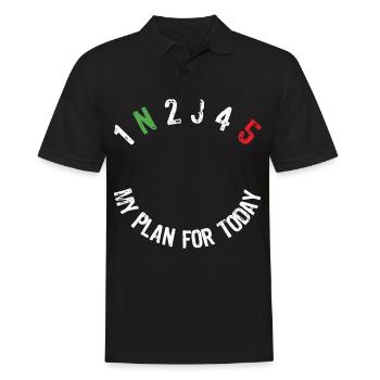Motif de moto pour motards avec slogan - Polo Homme - noir - Devant - Kai (181cm)
