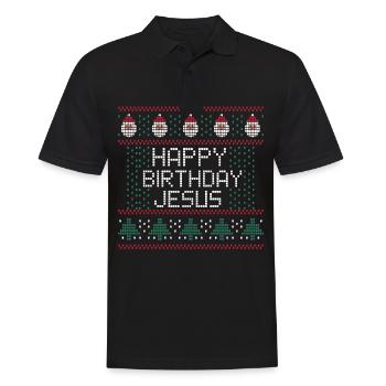 Happy Birthday Jesus Ugly Christmas - Men's Polo Shirt - black - Front - Kai (181cm)