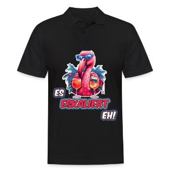 es eskaliert eh Flamingo Lustiger Trinkspruch Bier - Männer Poloshirt - Schwarz - Vorne - Kai (181cm)