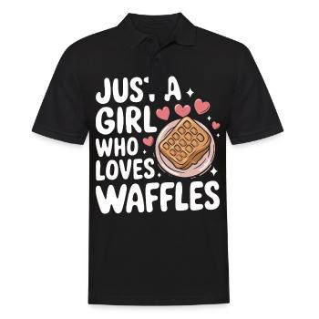 Waffeln Frühstück Süßigkeiten - Männer Poloshirt - Schwarz - Vorne - Kai (181cm)