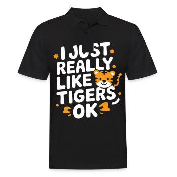 Tiger Tier Zoo Wildtier - Männer Poloshirt - Schwarz - Vorne - Kai (181cm)