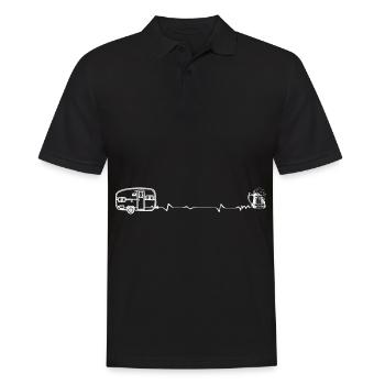 Bier - Herzklopfen - Wohnwagen - (4) - Männer Poloshirt - Schwarz - Vorne - Kai (181cm)
