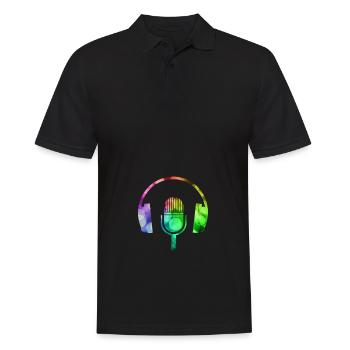 Micro and headset - Men's Polo Shirt - black - Front - Kai (181cm)