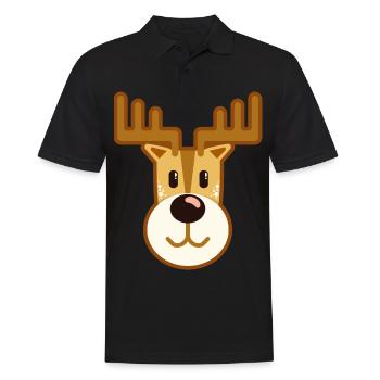 Elch Rentier Reh X-Mas Comic Cartoon Geschenk - Männer Poloshirt - Schwarz - Vorne - Kai (181cm)