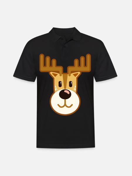 Cadeau de dessin animé de dessin animé de Noël de cerfs-volants - Polo Homme - noir
