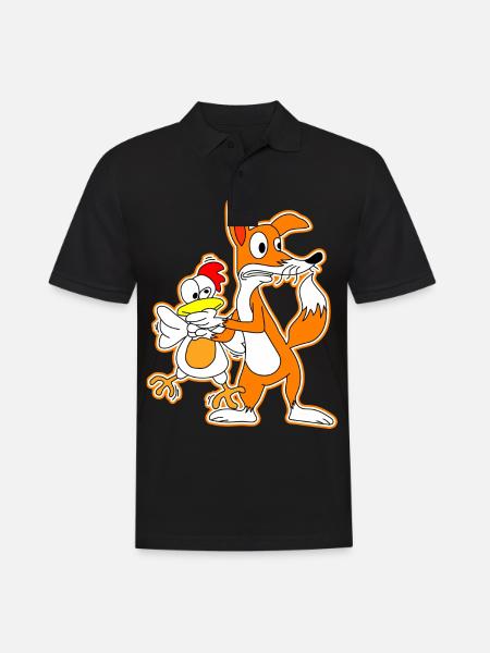 Fox chicken hen goose cartoon cartoon gift - Men's Polo Shirt - black