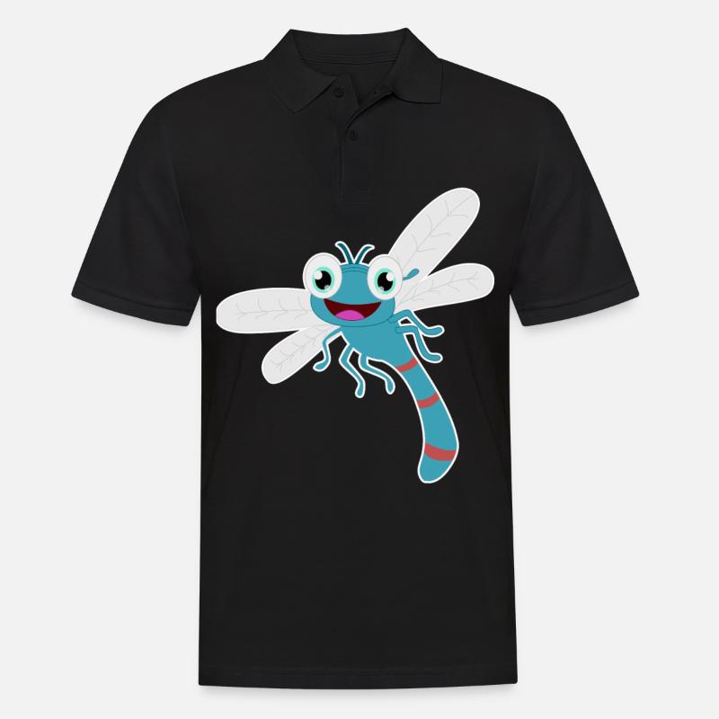 Libellule doux drôle insecte Kawaii BD cadeau - Polo Homme - noir
