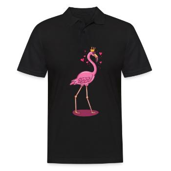 Flamingo crown hearts in love comic gift girl - Men's Polo Shirt - black - Front - Kai (181cm)