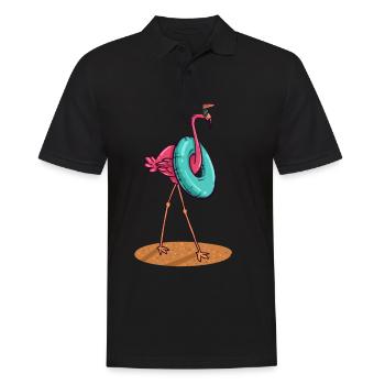 Flamingo Schwimmen Sonnenhut Schwimmreif Geschenk - Männer Poloshirt - Schwarz - Vorne - Kai (181cm)