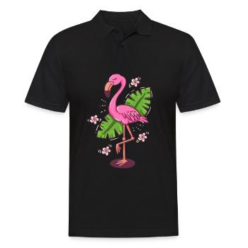 Flamingo Leaves Comic Monstera Flower Gift - Men's Polo Shirt - black - Front - Kai (181cm)