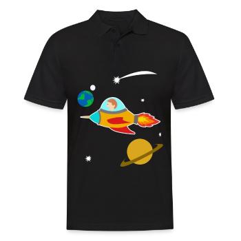 Junge Rakete Weltall Planeten Universum Geschenk - Männer Poloshirt - Schwarz - Vorne - Kai (181cm)