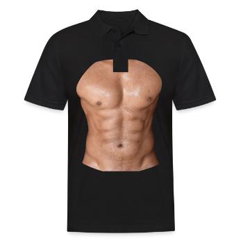 Oberkörper Bauchmuskel Sixpack nackt Geschenk - Männer Poloshirt - Schwarz - Vorne - Kai (181cm)